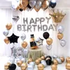 1set Gold Silver Metal Latex Balloons 16 18 21 30 40 50Years Number Happy Birthday Anniversary Party Decor Adult Balloon Globos 220217