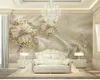 사용자 지정 3D 벽지 황금 보석 꽃 유럽 스타일 궁전 거실 침실 배경 벽 장식 벽화 벽지