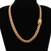 Top Kwaliteit 6-18mm breed Goud Rvs Cubaanse Miami Chain Kettingen CZ Zirkoon Box Lock Grote Zware Jewelry3124