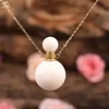 Natural Tiger Eye White Tridacna Stone Round Essential Oil Parfym Bottle Pendant Women Crystal Diffuser Gold Necklace Jewelry1264D