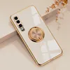 Luxe Plating Silicone Case voor Huawei P30 P20 PRO Mate 20 P40 Honor 20 30 Pro Huawei Nova 5T Zacht met Ring Houder Stand Cover