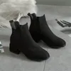 Gorąca sprzedaż kobiety jesień zima stado kostki buty Slip-on round toe 3,5 cm kwadratowy pięty stałe dorywczo czarne botki wielbłąda rozmiar 35-41