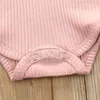Nyfödda baby tjejer kläder set mode ruffle rosa romper toppar huvudband strap klänning för flicka outfits sommar spädbarn kläder uppsättningar lj201221