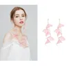 Stud Bohemian Fashion Long Rose Petal Large Nappa Ciondolo per orecchini da donna Statement Wedding Red Flower Jewelry1