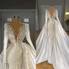 robe de mariée sirène satin manches longues