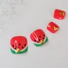 Falsche Nägel Süße Wassermelone Sommer Gefälschte Zehennägel zum Aufkleben für den Fuß Künstliche Acrylzehen mit Design 24 Stück Prud22