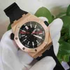 2 colors Top quality Watch Wristwatches 42mm 15710 15710ST.OO.A002CA.01 Rose Gol Stainless Natural rubber strap Transparent Mechanical Automatic Mens Watches