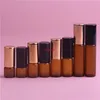 100pcs 1/2/3/5/10ml Amber Glass Liquid Essential Oil Roll On Roller Ball Bottle Empty Vials Travel Cosmetic Refillable Containershipping