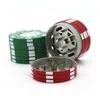 Poker Chip Style 40 mm 3 Parti Herb Grinder Alluminio Tabacco Crusher Accessori per fumatori 3 Colori WXY095