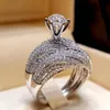 CHOUCOU Brand Coupe Rings Elegant Vintage Jewelry 925 Sterling Silver Round Cut White Topaz Women Wedding Completing Ring S2926244