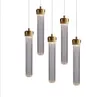 Ronde buis glazen moderne hanglamp led Gestreepte cilinder hanglampen Lange buis kristal koper kleine droplight loft