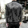 Men's Jackets Glitter Sequins Punk Style Summer Thin Outerwear Coat Male Stage Nightclub Dancing Slim Fit Fashion Jacket for Men 201105