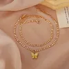 Fashion Butterfly Anklet Beach Double Bracelets Gold Chain Vintage Vintage Bijoux Hip Hop Womens Hip Hop