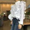 Nomikuma Coreano monopetto stand collo camicetta camicia volant patchwork manica lunga Blusas Femme autunno dolce bambola camicia 6C150 H1230