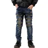 Jeans de meninos quentes da moda, crianças de jeans esperem adicionar calças de jeans de lã para meninos para meninos roupas adolescentes lavando jeans azul 3- lj201203