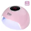 Star 6 Nail Torktor UV Nails Lampa för manikyr Torkning Gel Ice Polish 12 LED Auto Sensor 30s 60s 90s Art Tools 220113