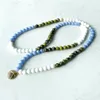 MG1384 새로운 디자인 블루 레이스 마노 108 Mala Bracelet 여성의 노란색 Howlite 목걸이 균형 요가 말라 에너지 쥬얼리