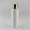 100ml X50 White Round Empty PET Travel Bottle With Gold Aluminum Disc Top Cap Press Family Oil DIY SPA Bottles Container 3.3ozhigh qualtity