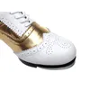 Nya ankomst kvinnor män äkta läder spets-up tapp dans skor vintage stil kvalitet split soles tapp dans skor 201017