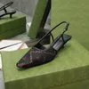 2022 nuove donne firmate scarpe eleganti di lusso sandali da donna sexy in pelle con punta quadrata nera 35-40 con scatola