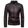Trend Casual Mens Spring Fashion Zipper PU Leather Jacket Slim Motorcycle Style Blazer