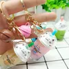 Tea Cup Keychain Pearl Cat Milk Cover Buckle Bag Small Gift Into Oil Pendant9550043