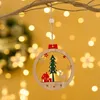 Natal pintado pingentes pequenos de madeira enfeites de natal árvore de natal cor twine cor oco padrão pingentes