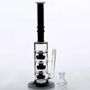 Nargile iki işlev geri dönüştürücü nargile cam bongs satır içi percolator sigara bongs üç katman yağ kuleleri su boruları 32cm 14.4mm eklem