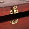 Cassa del tesoro in legno vintage Scatola portaoggetti con serratura Custodia per organizer pieghevole Mini scatola di legno Contenitore per decorazioni per la casa Contenitore per gioielli C0116