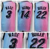 Edición obtuvo el baloncesto de la ciudad Jimmy Butler Jersey 22 Dwyane Wade 3 Tyler Herro 14 Kendrick Nunn 25 Bam Ado 13 Black Pink Ed