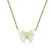 Männer Frauen 14K Gold 3D Schmetterling Anhänger Halskette Modeschmuck Geschenk mit 5mm 21 Zoll kubanische Kette Zirkonia Bling Halsband Halskette