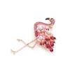 Wulibaby Luxury Natural Shell Hot Pink Crystal Flamingo Bancos de casamento Broche de broches para mulheres e homens 201009