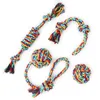 Pet Bite Toys Healthy for Teeth Rainbow Cotton Rope Family of Four Pet Toys Set Colorful Knot Pet Dog Toys LJ201125