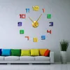 Numéros colorés sans cadre bricolage horloge murale couleurs arc-en-ciel géant montre multicolore arylique bricolage grands chiffres décor à la maison horloge LJ201211