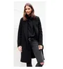 Kvinnlig elegant ullrock Autumn Winter Coat for Women Wide Lapel Pocket Woolen Blend Oversize Long Trench Coats Outwear