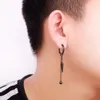 Stainless steel clip on earrings dangle black cone chain tassel hoop ear rings cuff for women men fashion jewelry will and sandy