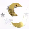 2 m bannière drapeaux miroir lune étoile à cinq branches chaîne tirer fleur suspendus bannière ramadan festival fête décoration eid décor pendentif ornements