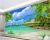Beibehang Po Mural Wallpaper HD Coconut tree Seascape Beach Dolphin Sea Landscape 3d wallpaper for living room papel tapiz285R