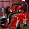 Set biancheria da letto classico stampa biancheria da letto a fiori rossi 4 pezzi / set set copripiumino Lenzuolo pastorale copripiumino laterale 2019 letto caldo Y200111