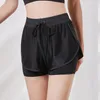 Kobiety 2 na 1 sportowe szorty jogi na siłowni Sports Szybkie suche fitness Shorts Shorts trening trening ćwiczeń do joggingu z podszewką T200412