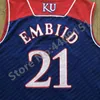 Mens Joel Emiid 21 Kansas Jayhawks College Basketball Jersey Stitched Personifierad Anpassad Any Name Number XS-5XL