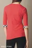 Camisetas femininas novo design meia manga algodão o pescoço camiseta marca de moda xadrez senhoras camisetas preto branco rosa alta qualidade S-XX247d