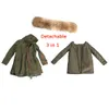 JAZZEVAR Women Winter jacket Army Green detachable Large Real Raccoon Color Fur Collar female Parkas Hooded Coat 2in1 Outwear 200928