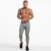 Gingtto Mens Chinos Pantalons Gris Plaid Chinos Pantalons Skinny pour hommes Bande latérale Stretchy Fit Athletic Body Building 359 201126
