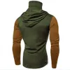 Moda Masculina Elegante Máscara Crânio Design Capuz Contraste Cor Cordão Sueter Moombre Manga Com Capuz Longa Pullovers para Man 201020