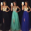 Oldukça Derin V Yaka Rhinestone Nü Bodice Bölünmüş Etek Kat Uzunluk Allık Pembe Yarışması törenlerinde Kadınlar Balo Abiye