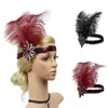 Dames Elegante Hoofdbanden Vintage Pailletten Party Headpiece Fashion Beaded Flapper Feather Hair Headband Wedding Bridal Accessoire