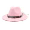 Sombrero Fedora de fieltro de lana de ala ancha clásico Vintage para hombre y mujer, sombrero Panamá de ocio, sombrero Formal de Jazz, sombrero Trilby, bandas de cuero, sombreros