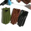 Women's Natural Leather Rivet Punk Style Gloves Female Genuine Leather Hollow Out Red Green Motorcycle Driving Gloves R749 201104