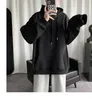 Hybskr Korean Men 's Solidoll Color Hoodies 캐주얼 후드가있는 풀오버 까마귀 따뜻한 양털 남성 느슨한 스웨트 셔츠 남자 의류 220223